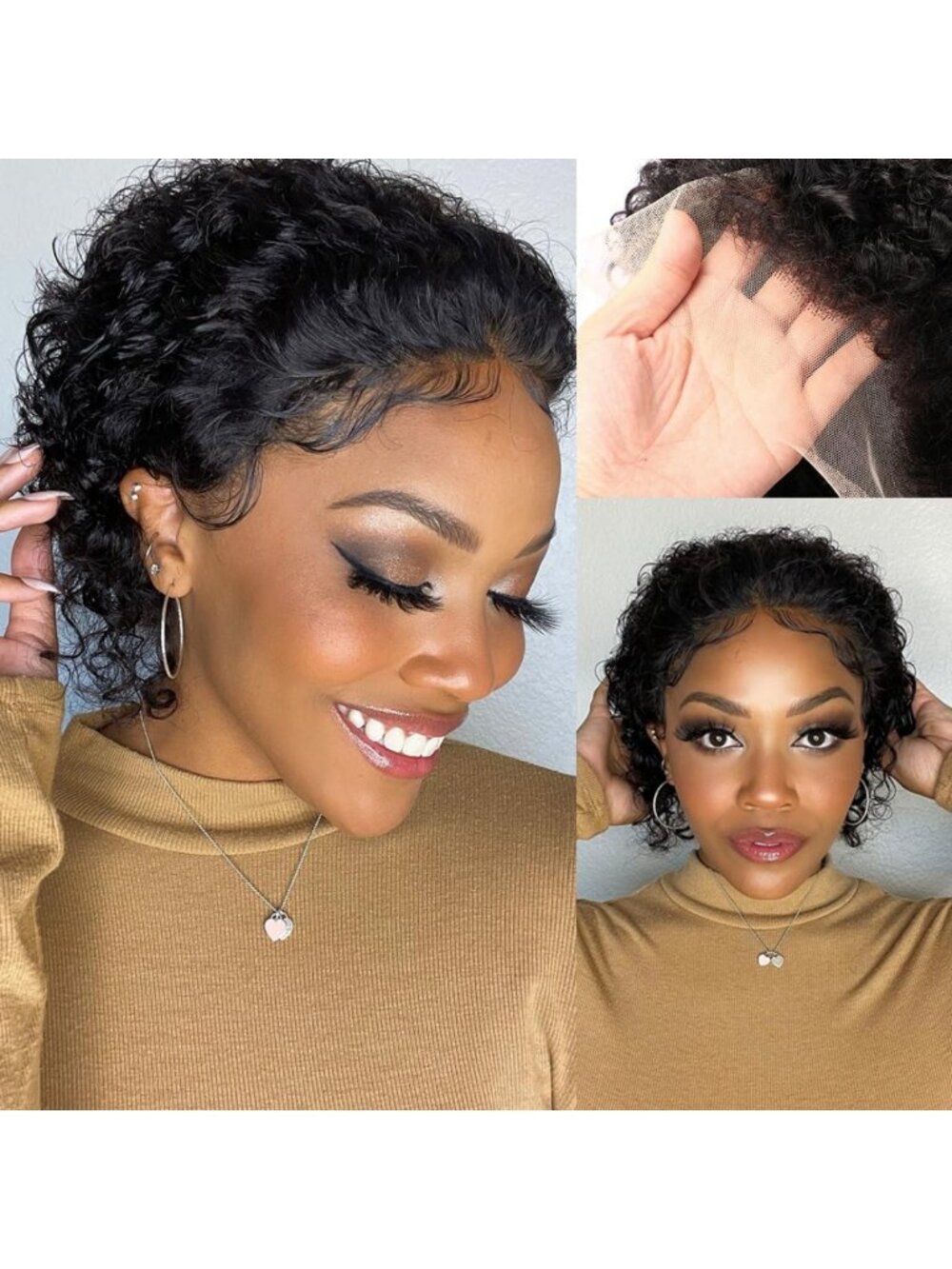 Short Curly Pixie Cut Human Hair Wig - 13x4 HD Lace Front for Natural Look
